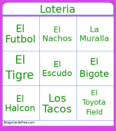 Loteria Testing Bingo Card