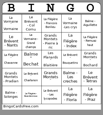 LOTO CHAMONIX Bingo Card