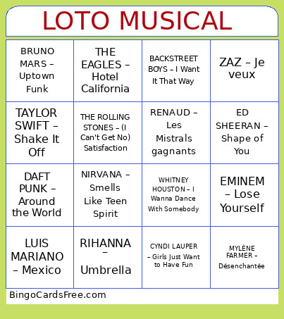 LOTO MUSICAL Bingo Card