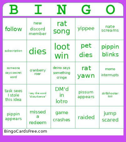Lotro Bingo Card