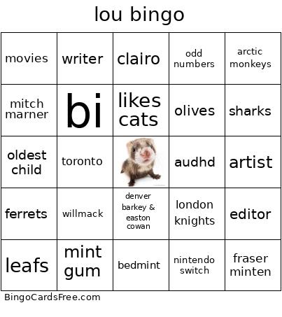Lou Bringo Bingo Card