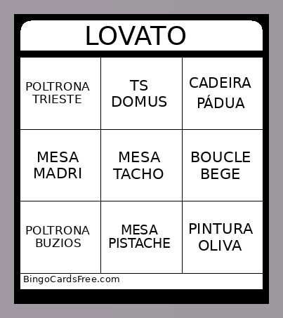 LOVATO Bingo Card