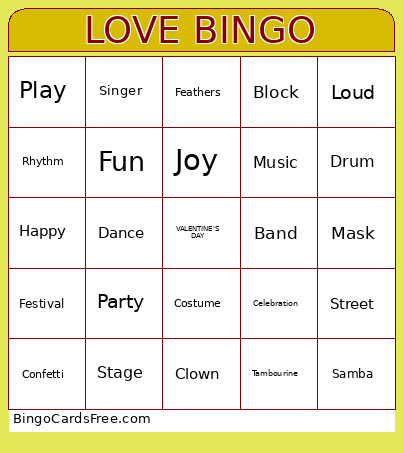 LOVE Bingo Card