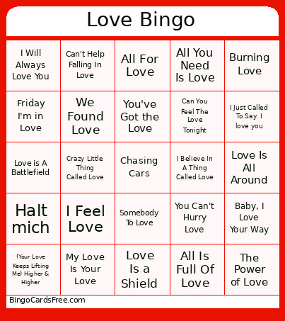 Love Bingo Card