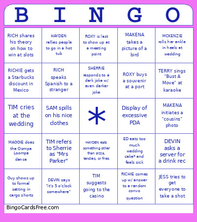 LOVE BOAT Bingo Card