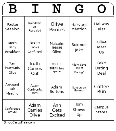 Love Hypothesis Bingo Card