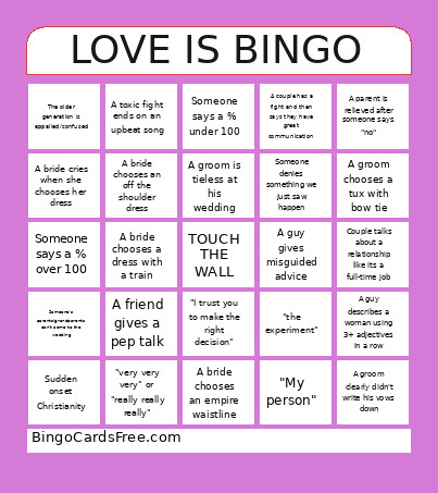 LOVE IS (EPS 10-11) Bingo Card