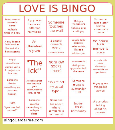 LOVE IS (PODS) Bingo Card