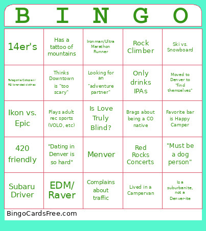 Love Is Blind: Denver Bingo Card