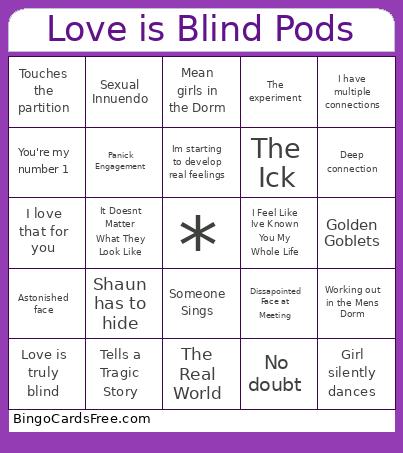 Love Is Blind Pods Bingo Card 2
