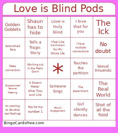 Love Is Blind Pods Bingo Card
