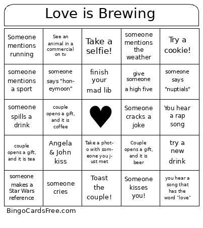 Love is Brewing Bingo