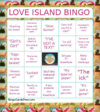 LOVE ISLAND Bingo Card