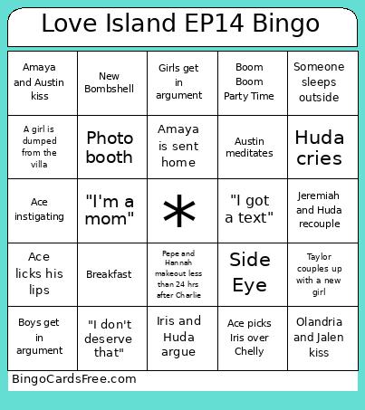 Love Island EP14 Bingo