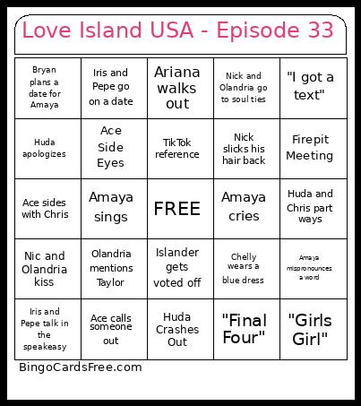 Love Island USA - Episode 33 Bingo