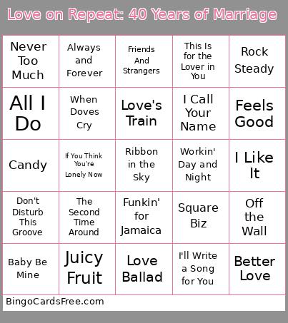 Love on Repeat: 40 Years of Marriage Bingo