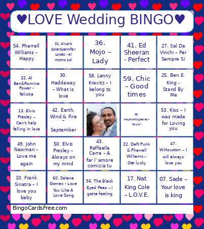 ♥LOVE Wedding ♥ Bingo Card