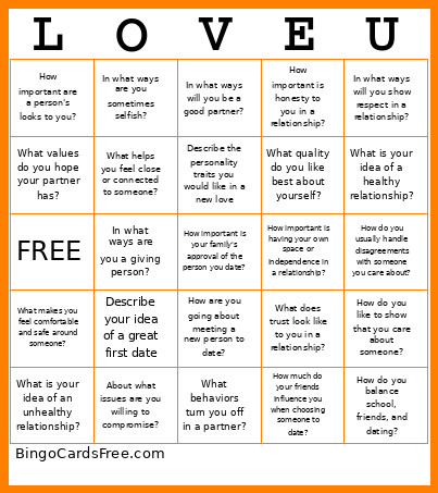 LOVEU PEERS 10 Bingo Card