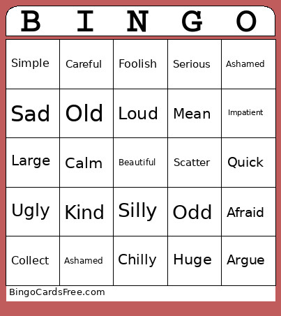 Lower Grade Level Bingo Card