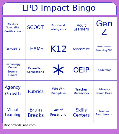 LPD Impact Bingo Card