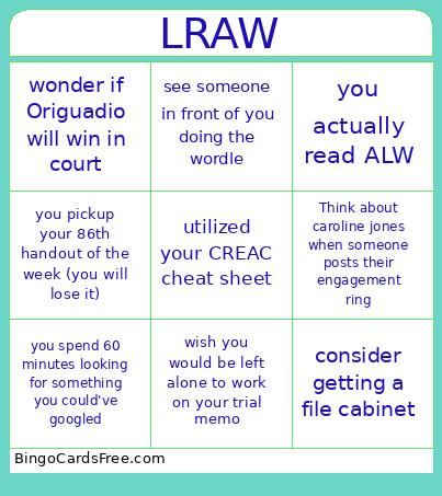 LRAWw Bingo Card