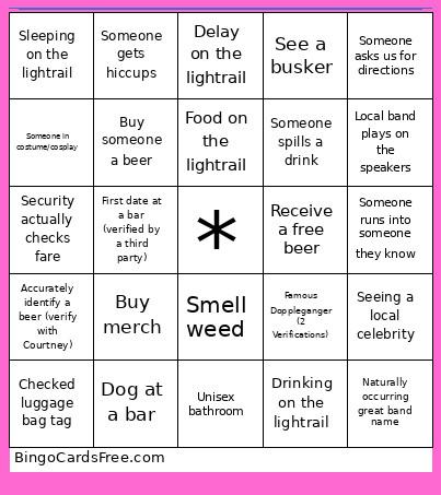 LRBCB Bingo Card