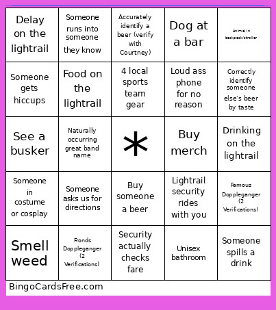 LRBCB Bingo Card