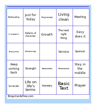 LRGNA Bingo Card