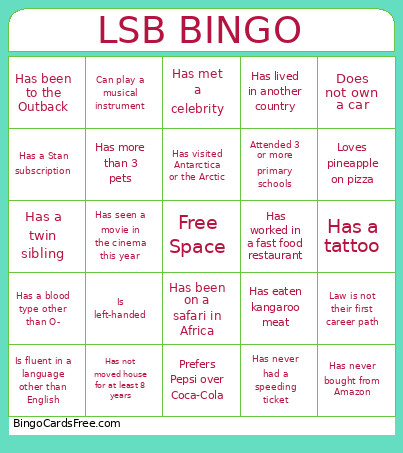 LSB Bingo Card