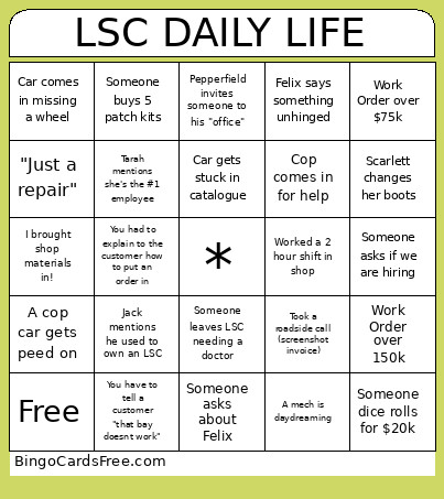 LSC DAILY LIFE Bingo Card