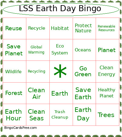 LSS Earth Day Bingo Card