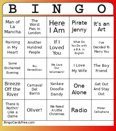 LTN Music Bingo Card