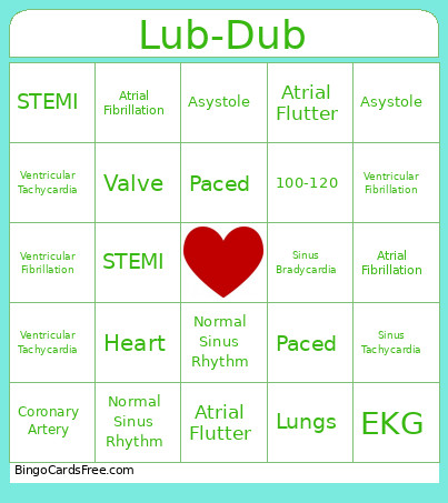 Lub-Dub Bingo Card