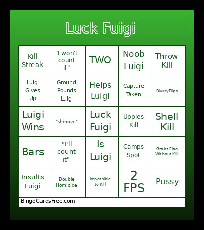 Luck Fuigi Bingo Card