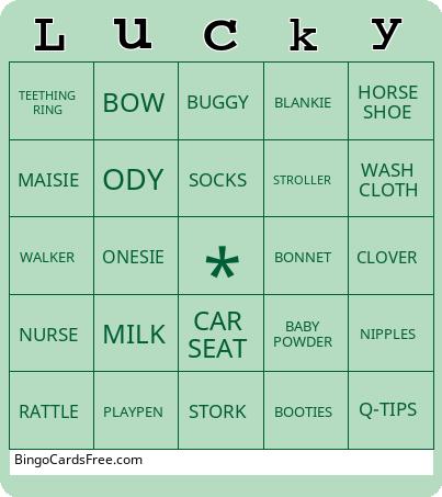 Lucky Stork Bingo Cards Free Pdf Printable Game, Title: Lucky