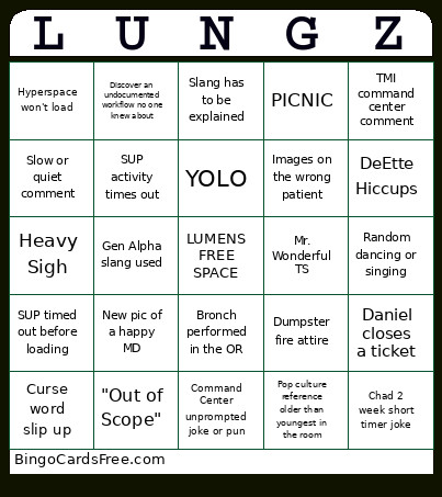Lumens123 Bingo Card