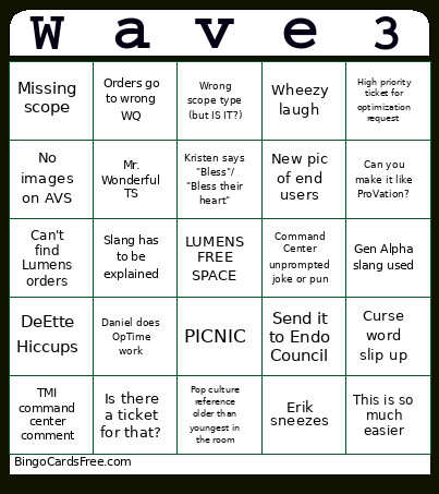 LumensAgain Bingo Card