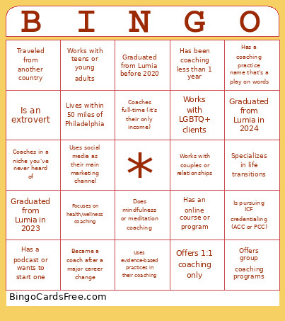 Lumia Bingo Card
