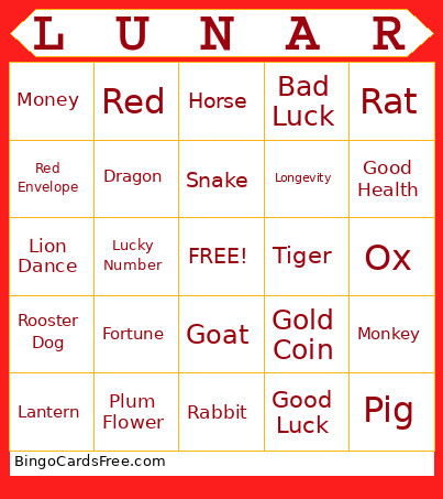 Lunar New Year Bingo Card 2