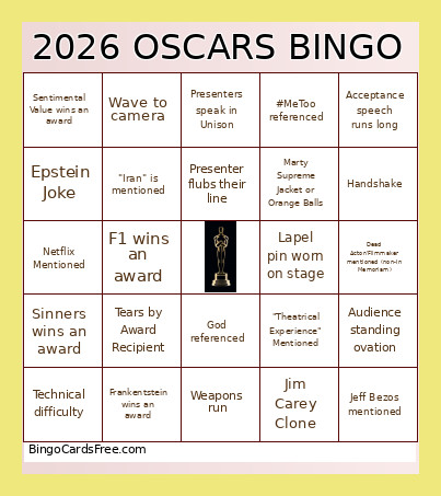 Lunatics, Haters, Punk Trash Bingo Card