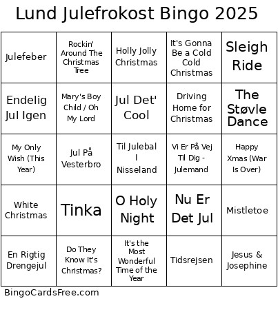 Lund Julefrokost 2025 Bingo Card