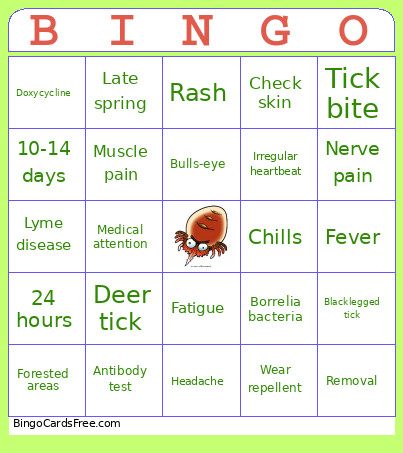 Lyme Bingo Card