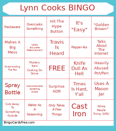 Lynn Cooks Bingo Card