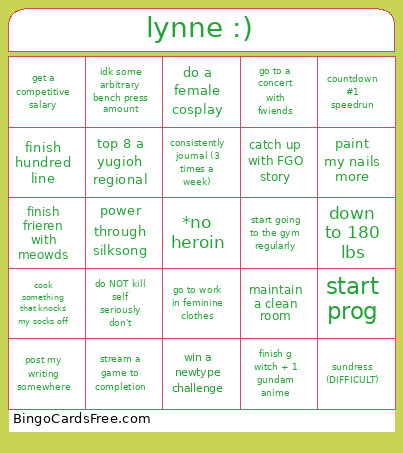 Lynne 2026 Bingo Card