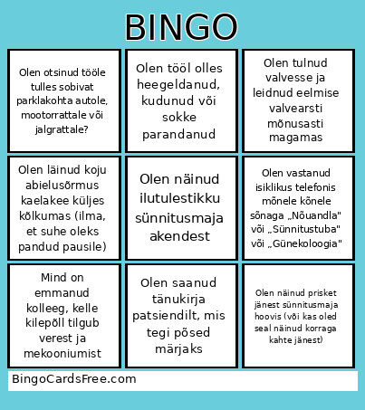 MÄNG Bingo Card