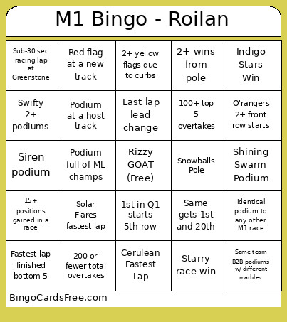 M1 - Roilan Bingo Card