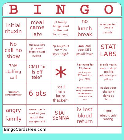 M71 Bingo Card