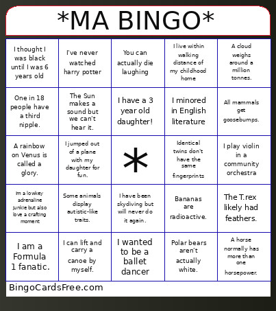 *MA * Bingo Card