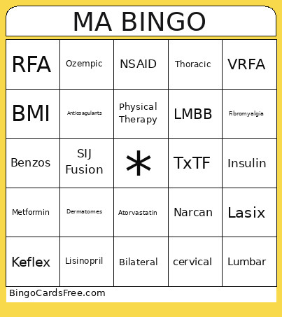 MA Bingo Card