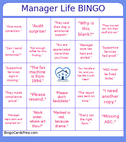 Mac Real Estate, LLC COMPLIANCE Bingo Card